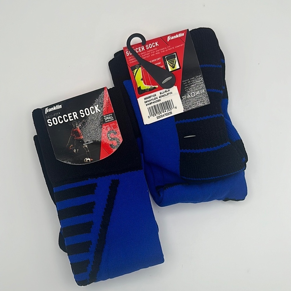 FRANKLIN Blue and Black Soccer Socks, Size Small, NWT